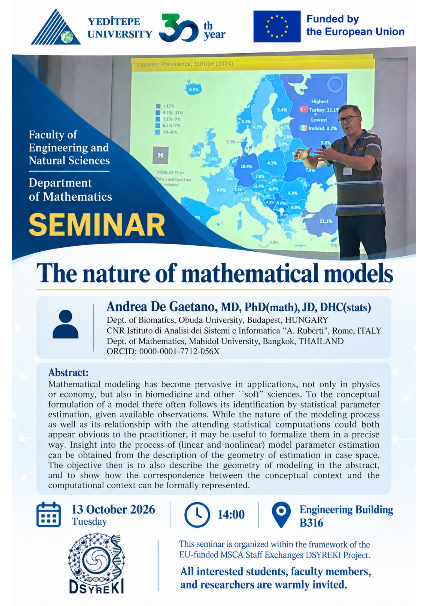 Mathematics Seminar: Andrea De Gaetano (National Research Council of Italy)